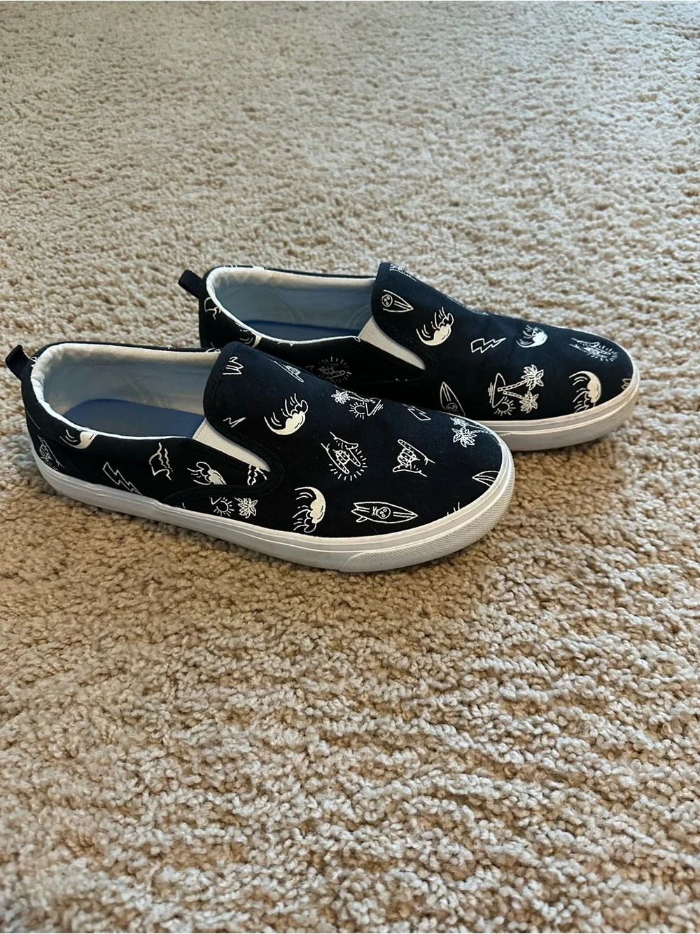 Old Navy Black Slip-On Kids Sneakers with White Graphic Print